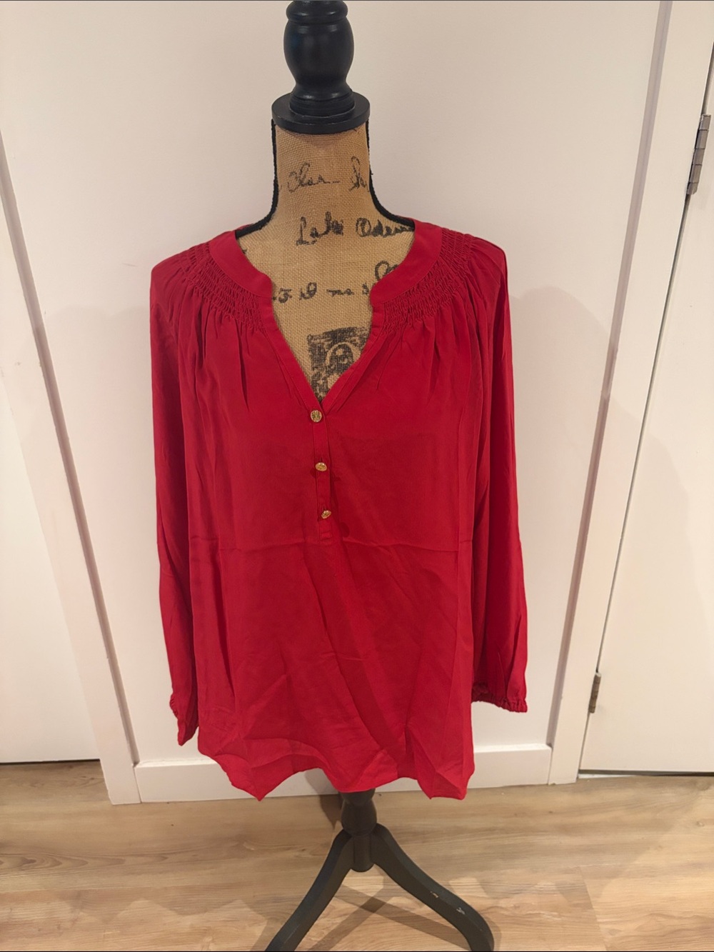 Lilly Pulitzer Elsa Malbec Red silk top